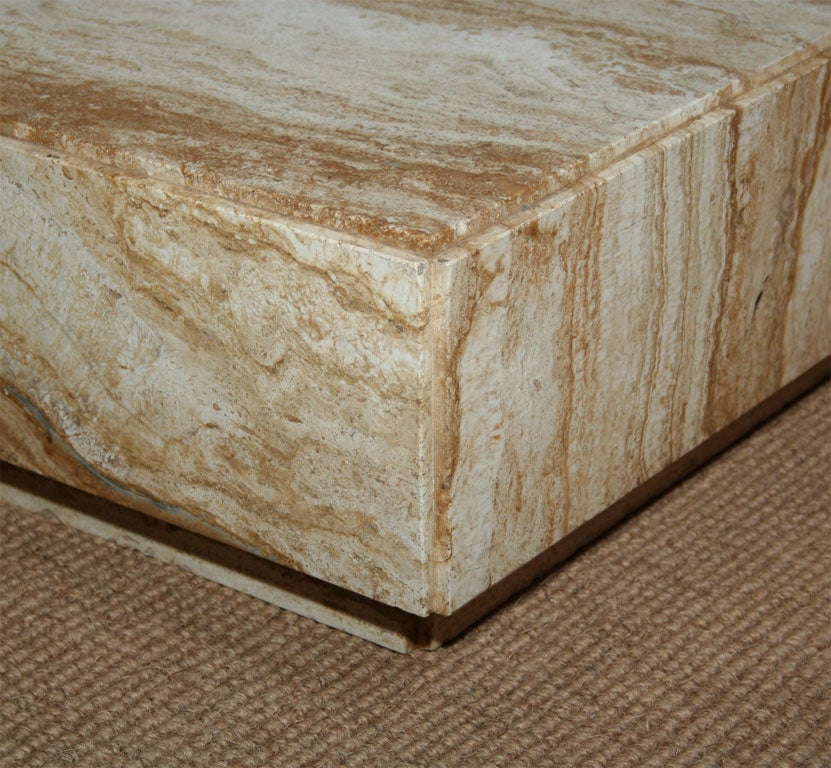 Monolithic Travertine Cocktail Table by Milo Baughman 2