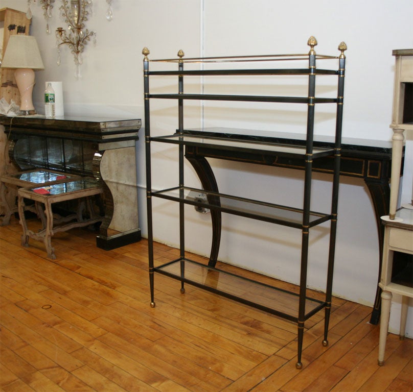Jansen Bronze and  metal etagere.