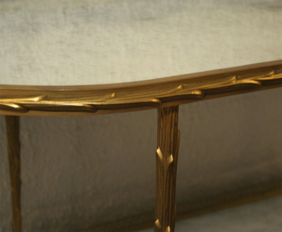 French Gilt Bronze Bagues Oval Cocktail Table For Sale
