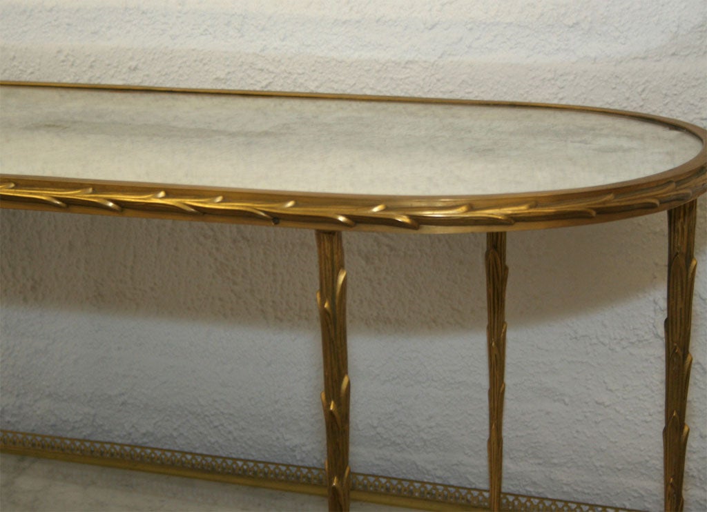 20th Century Gilt Bronze Bagues Oval Cocktail Table For Sale