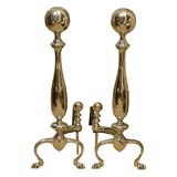 Used SILVERED ANDIRONS WITH BALL FINIALS