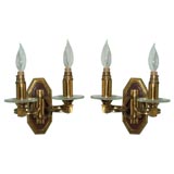 Pair of Sconces in Brass and Bronze