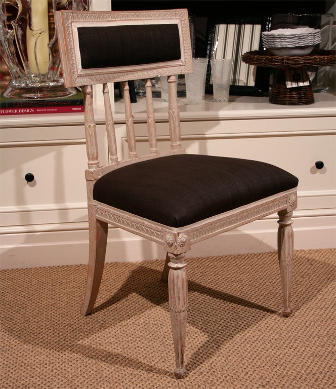 A Set of Eight Gustavian Chairs with New Upholstery
