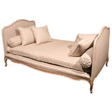 A Louis XV Style Day Bed with Linen Upholstery