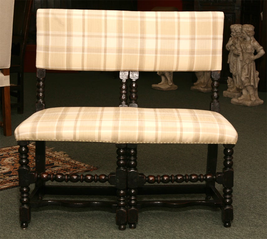 Wood English William And Mary Style Ebonized Bench And Chairs
