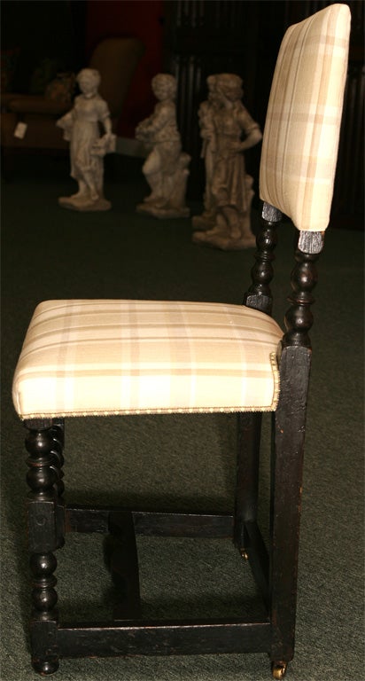 English William And Mary Style Ebonized Bench And Chairs 2