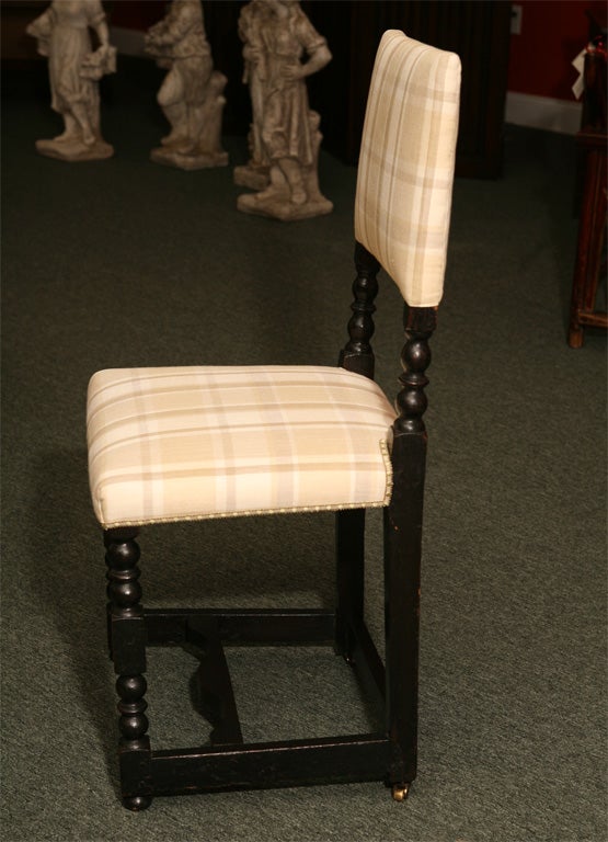 English William And Mary Style Ebonized Bench And Chairs 4