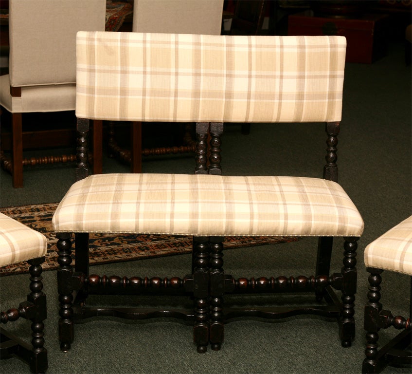 English William And Mary Style Ebonized Bench And Chairs 5