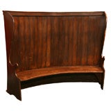 English, barrel back elm wood bench
