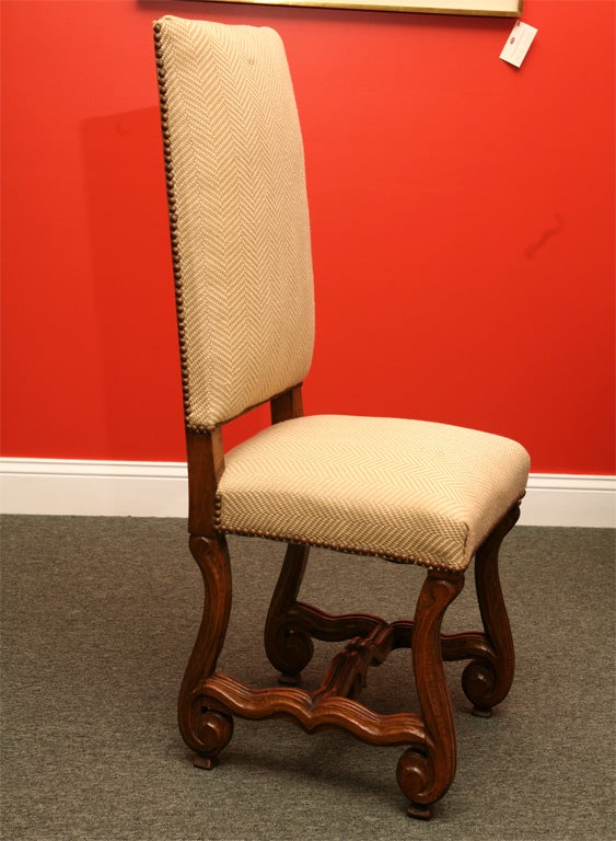 Italian, fruitwood tall back occasional side chair