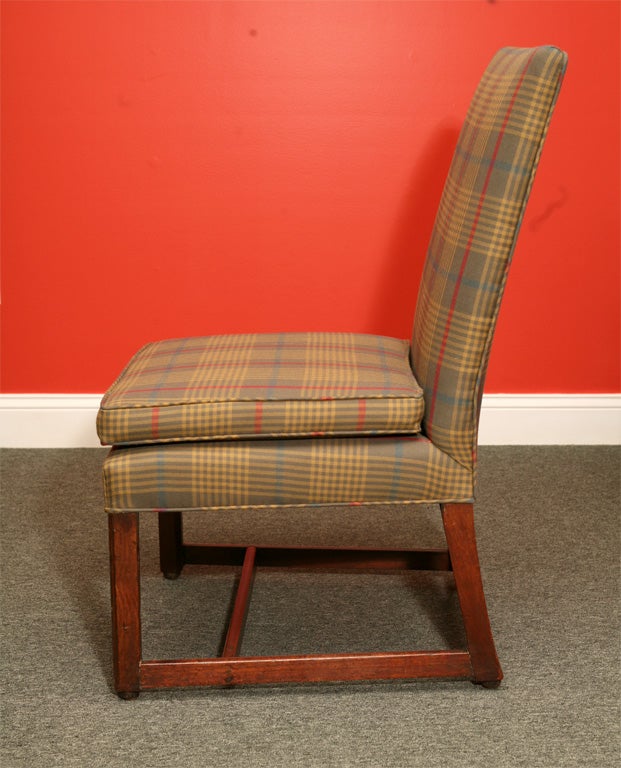 English, mahogany upholstered slipper chair