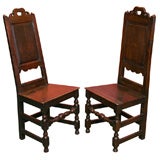 A pair of English oak side chairs, Ca 1770