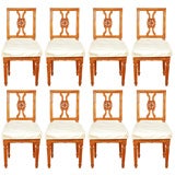 Set of Ten Italian Walnut Neoclassical Dining Chairs