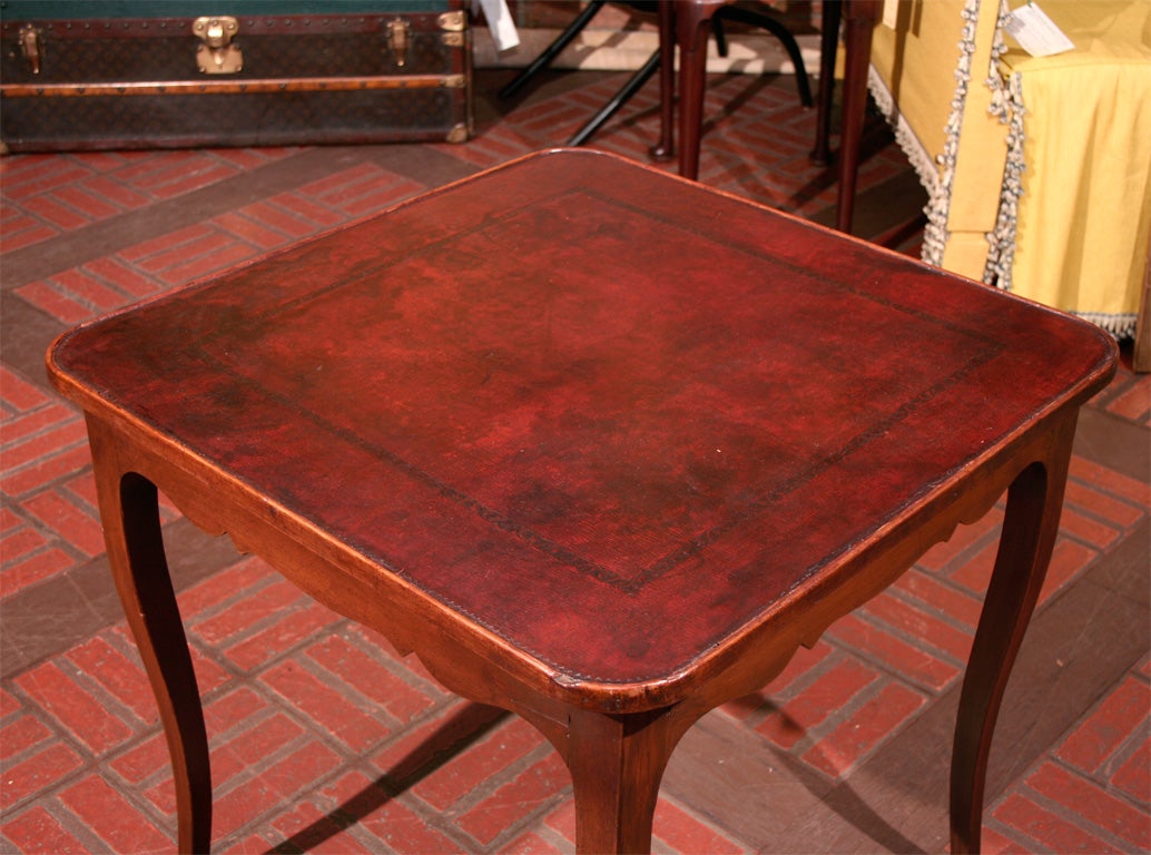 Walnut and Tooled Leather Top Card Table by Quigley at 1stDibs