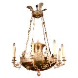 Antique Continental Brass 8-Light Chandelier, Circa 1840