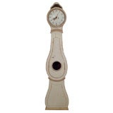Antique Swedish Gustavian Style  Pine Tallcase Clock w/ Pewter Face