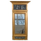 Swedish  Gilt Mirror with Decorative Painting