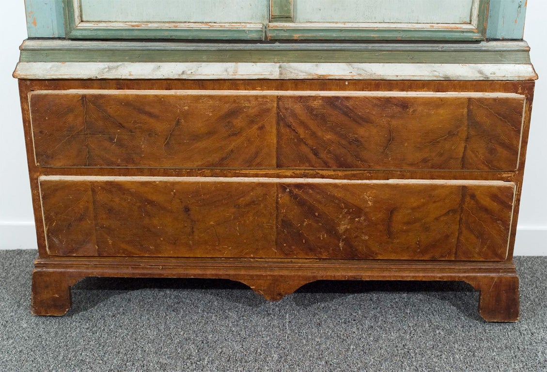 Painted Pine Buffet Deux Corps dated 1848 1