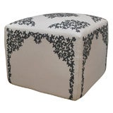 Ottoman with French Embroidery on Linen