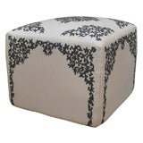 Ottoman with French Embroidery on Linen Ottoman with French Embroidery on Linen