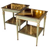 Vintage Pair of Paint decorated Stamped Jansen End Tables