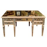 Vintage Paint Decorated and Etched Mirrored Desk