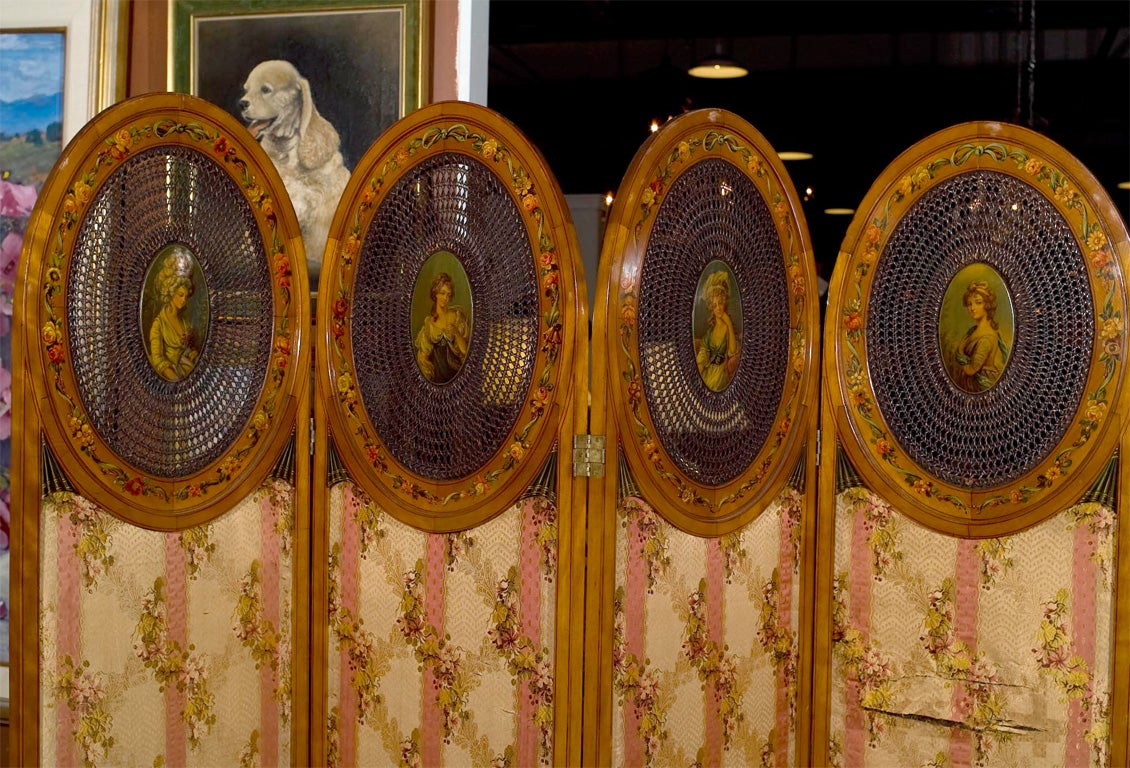 Elegant  Adams Style  Four-Panel Screen