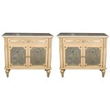 John Widdicomb Pair of Painted Chests Marble Tops.