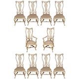 Set of Ten Jansen Stamped Hi Back Dining Chairs