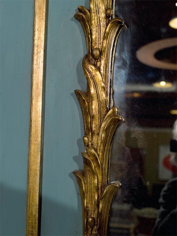 Stamped Jansen Gilt Wood Paint Decorated Trumeau Mirror 1