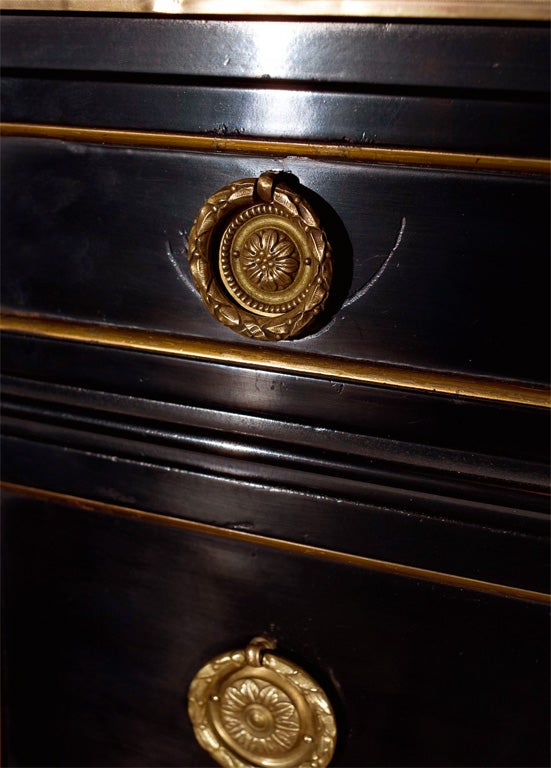 Stamped Maison Jansen Ebonized High Chest