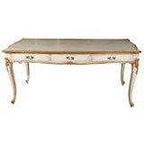 Stamped Jansen French Distressed Painted/Gilt Partners Desk