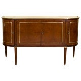 Stamped Maison Jansen Walnut and Glass Top Sideboard
