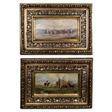 Antique Pair Oil On Canvas by P. Furkay