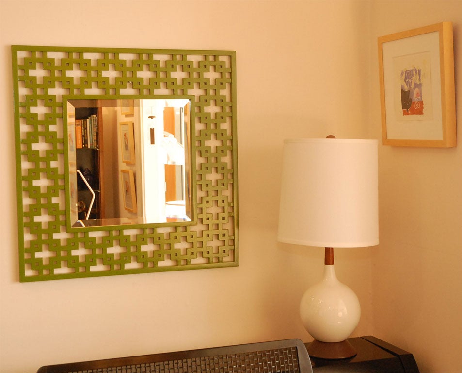 American Bright green hand carved Mirror