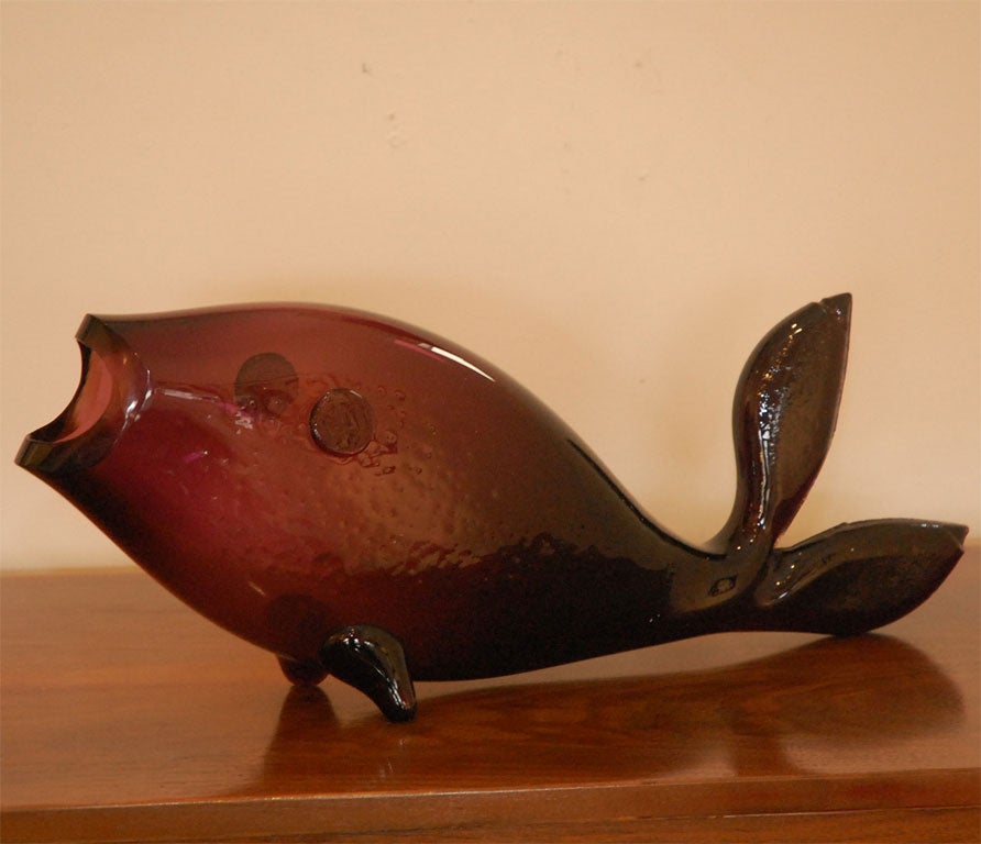 1960's glass fish in a deep purple by Blenko.