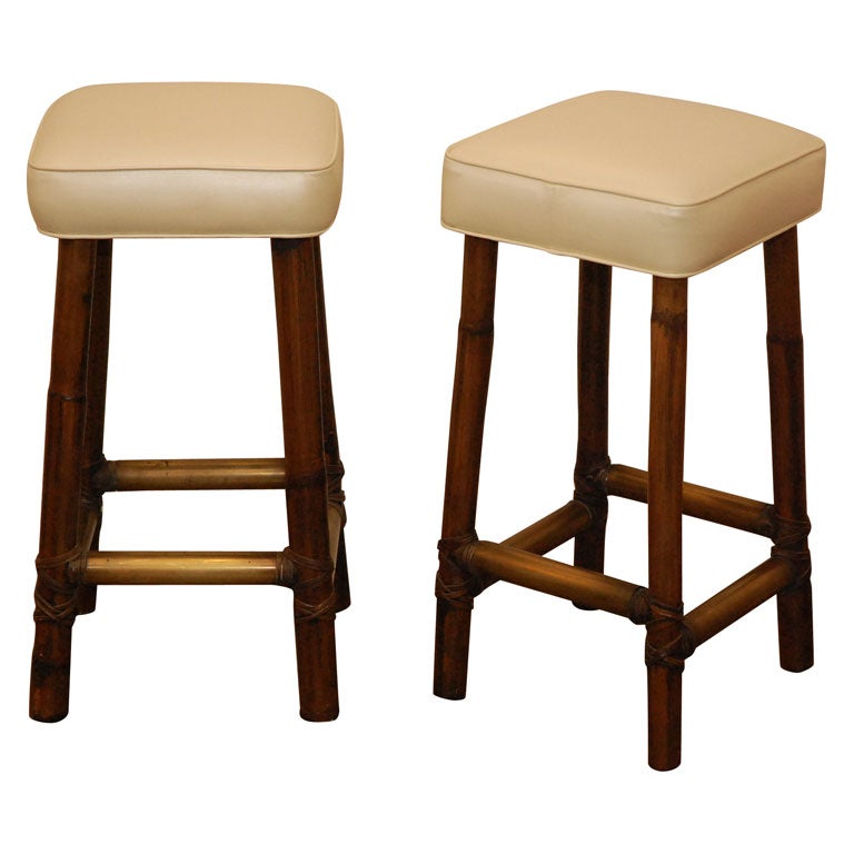 Vintage McGuire Bar Stools at 1stDibs
