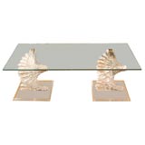 Vintage Hollywood Regency Lucite and Glass Coffee Table