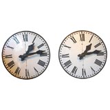 Two out of three working clockfaces, french tower clocks