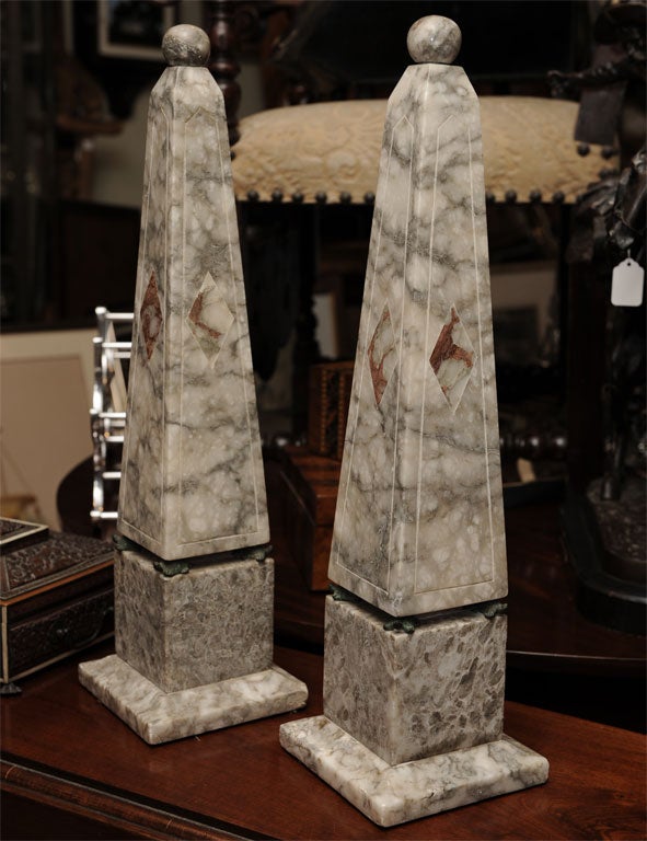 Italian Alabaster Obelisks In Excellent Condition In San Francisco, CA