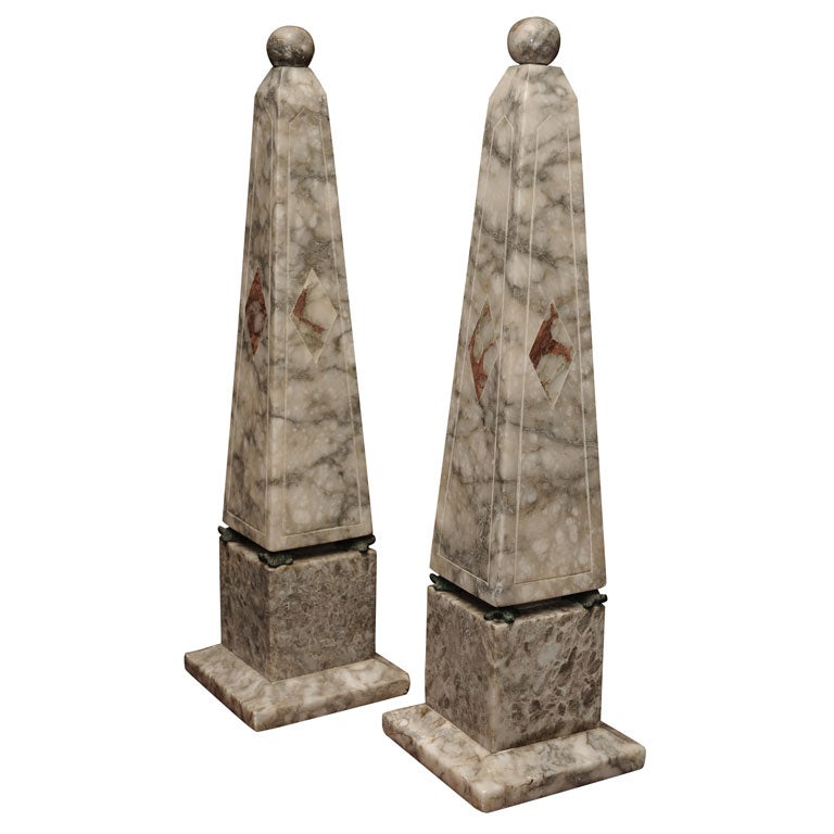Italian Alabaster Obelisks