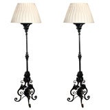 Pair of Iron Torchieres as Floor lamps