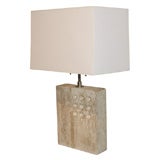 A Rectangular Carved Stone Table Lamp.