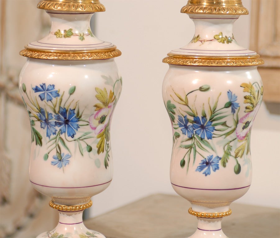 Pair of 19th Century French porcelain flambeaus 2