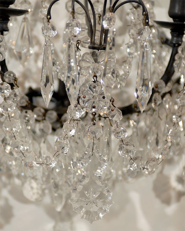 Pair of French, 1890s Rococo Style Two-Light Crystal Sconces Wired for the US For Sale 2