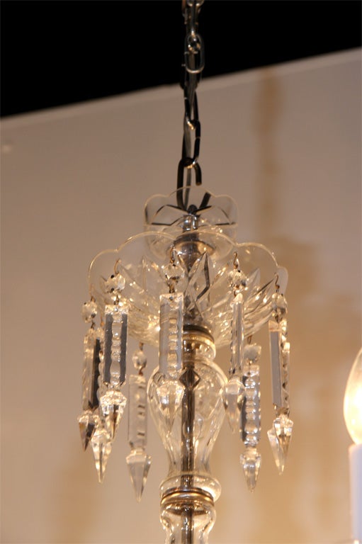 French 1940's 5 arm Crystal Chandelier