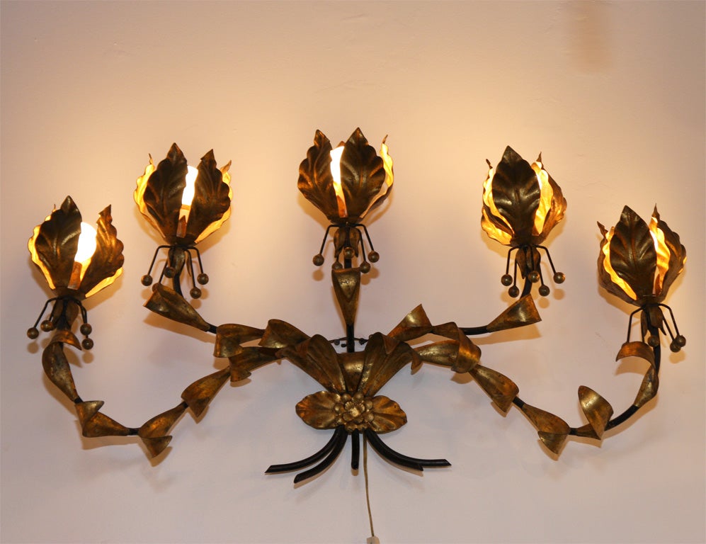 Italian Gilt Iron Five-Light Sconce 2