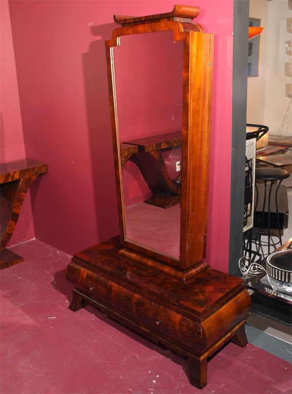 Oriental Influence Art Deco Standing Mirror