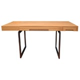 Bamboo and steel desk with built in paper tray