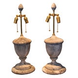 Pair of 19th century American Painted Wood Finials as Lamps